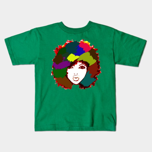 Rainbow Afro Curly Art Natural Hair Kids T-Shirt by EllenDaisyShop